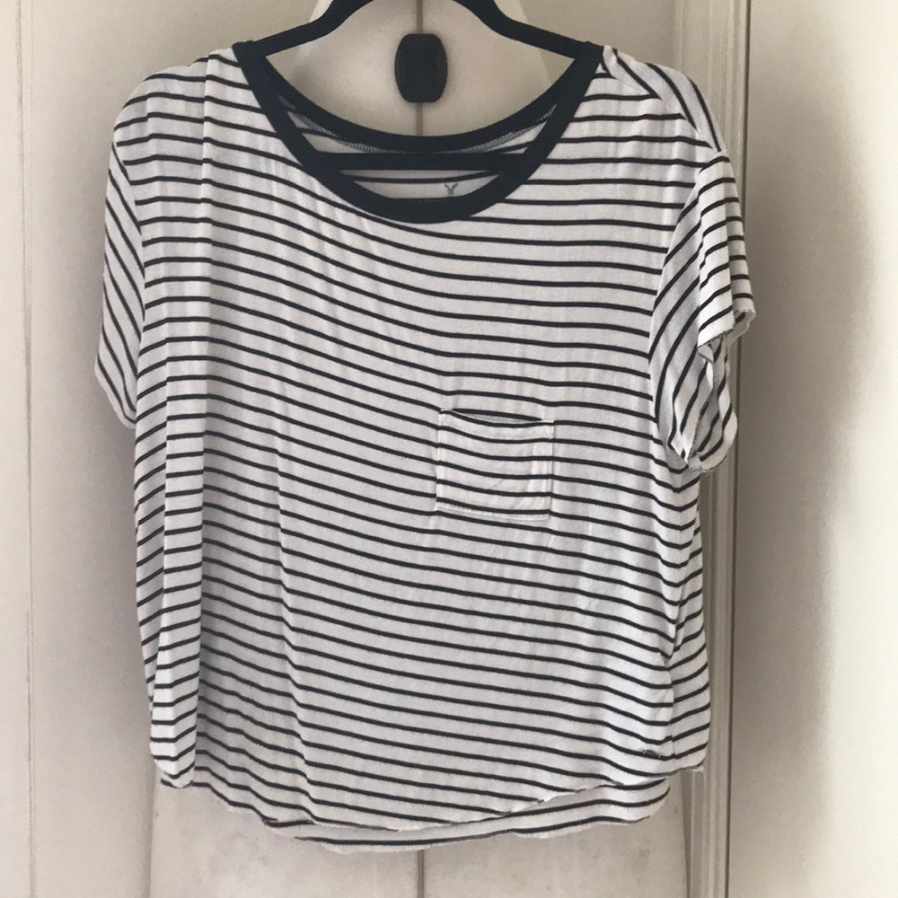 White with black stripes comfy tee!